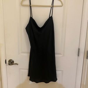 Black satin mini dress